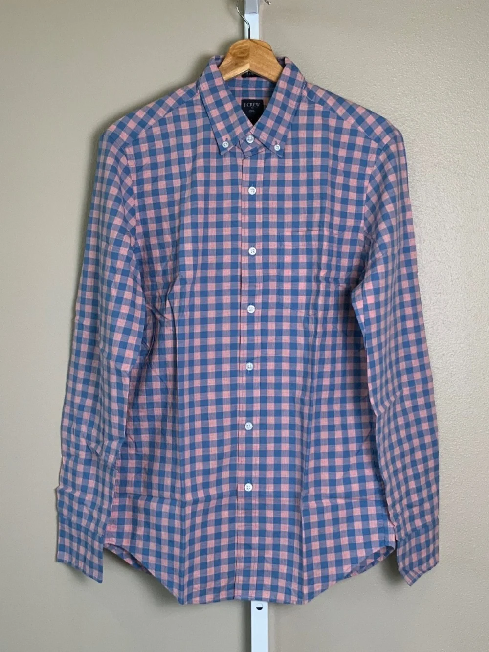 J. Crew Slim Heathered Cotton Gingham Button Down Oxford Shirt